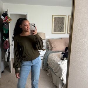 Bohme Green Puff Sleeve Blouse